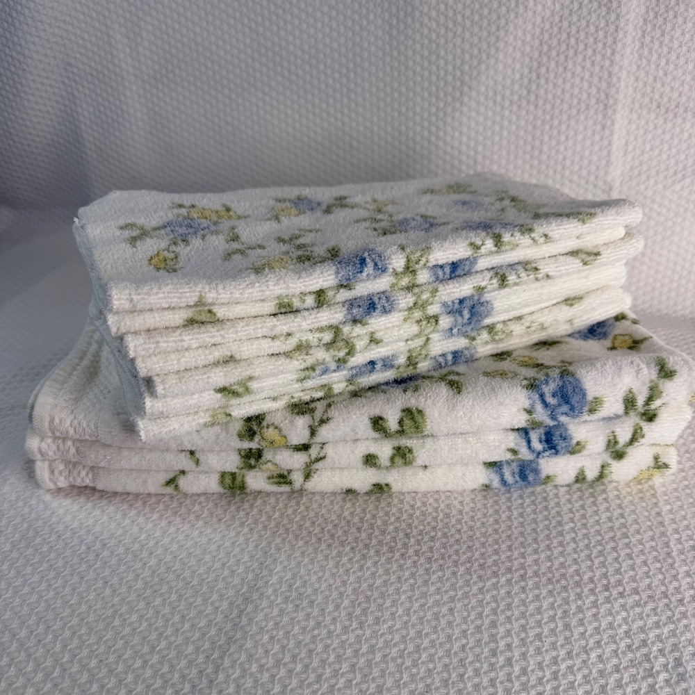VTG Cambridge Floral Towel Set 11pc Rosebud Cotton 3 Hand Towels 8 Washcloths
